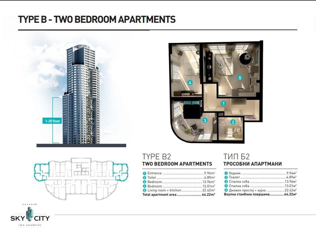18Th & 16H Floor Secure Luxury Condos With Pool & Fitness Included In Price Skopje Esterno foto